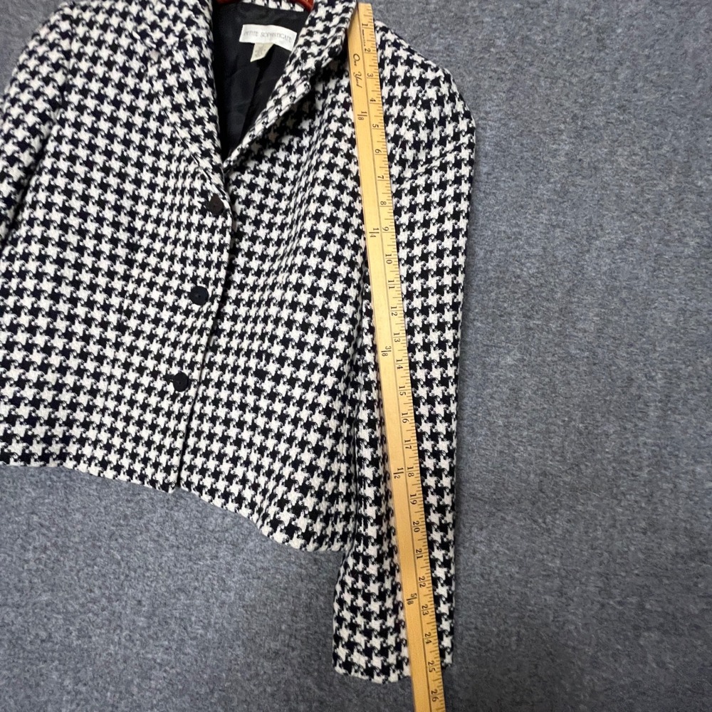 Petite Sophisticate Houndstooth Blazer Jacket Sz 8‎ Italy Classic Tweed Timeless - Picture 7 of 10